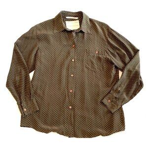 Vintage silk shirt 8 brown polka dot luxury